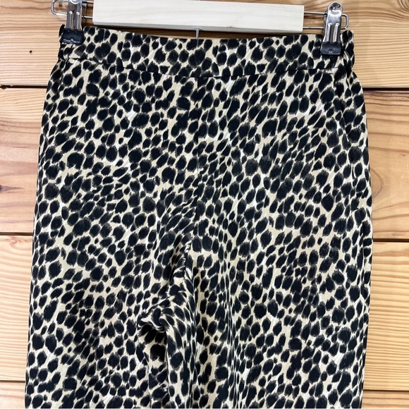 J Crew Jamie Pant 00 Animal Print Pull On Elastic Waist Poly Pockets Taper B144 - Picture 2 of 13